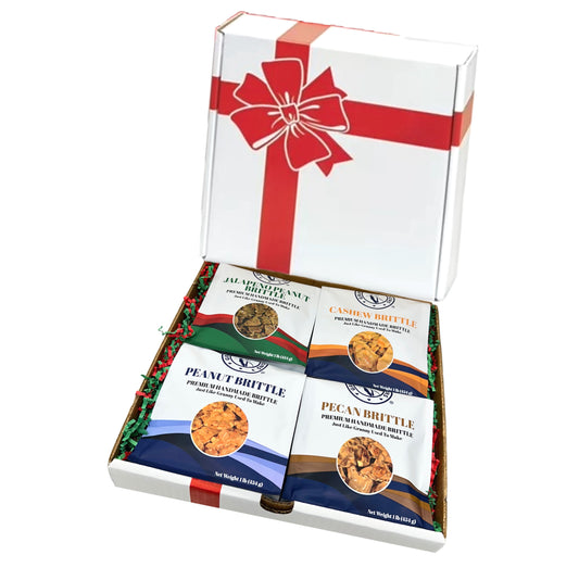 Christmas Holiday Gift Box Caramel Popcorn Peanut Popcorn Cashew Popcorn Pecan Popcorn Peanut Brittle Cashew Brittle Pecan Brittle Granny's Confections