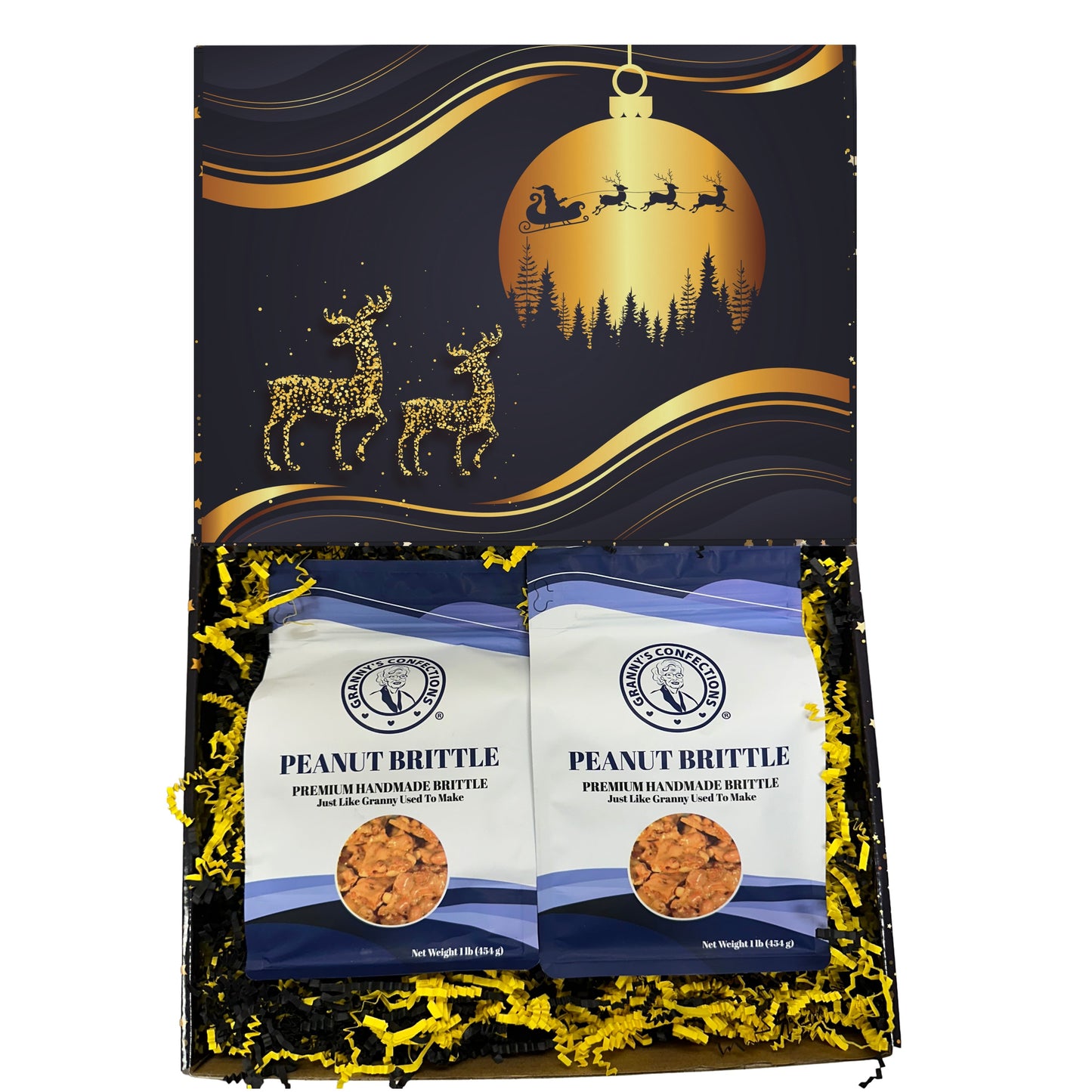 Christmas Holiday Gift Box Caramel Popcorn Peanut Popcorn Cashew Popcorn Pecan Popcorn Peanut Brittle Cashew Brittle Pecan Brittle Granny's Confections
