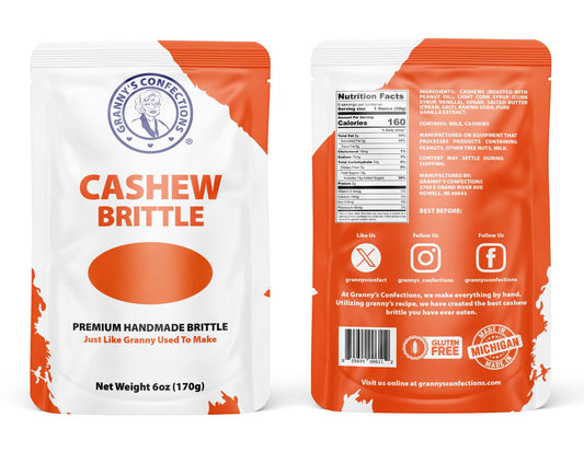 Cashew Brittle made with Premium Cashews. Handmade by Granny's Confections
