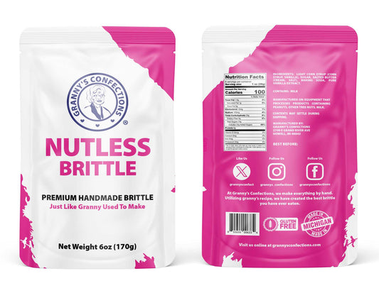 Nutless Brittle No Nut Brittle. Made in Michigan by Granny's Confections