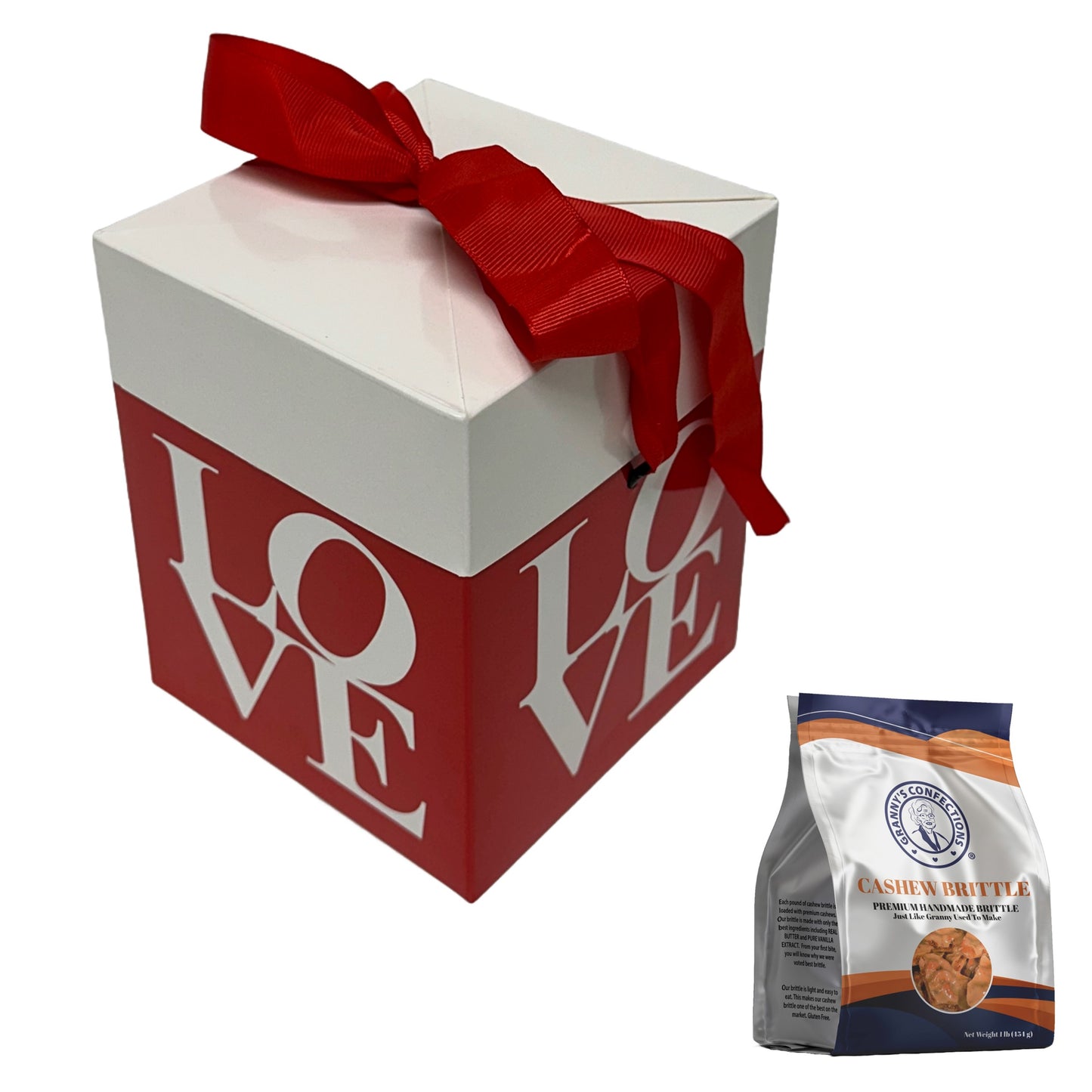 Grannyβs Confections Love Gift Box and Bow The Gift That Says I Love You Cashew Brittle