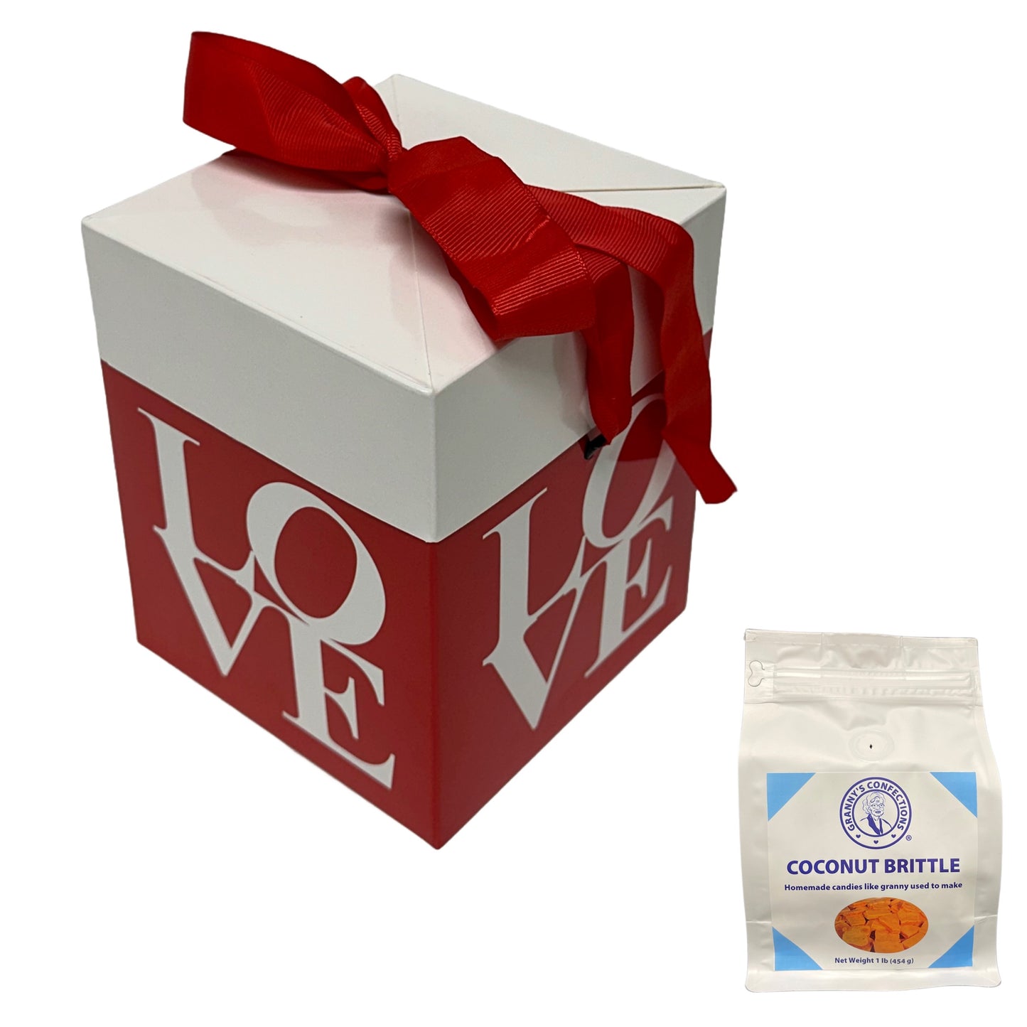 Grannyβs Confections Love Gift Box and Bow The Gift That Says I Love You Coconut Brittle
