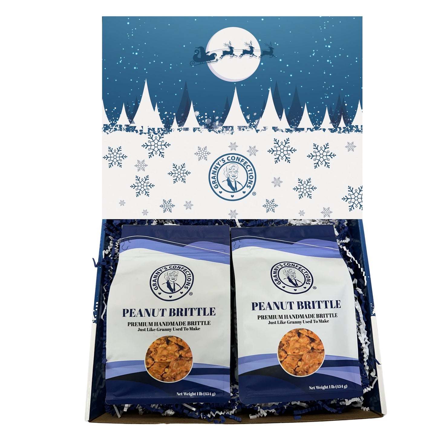 Christmas Holiday Gift Box Caramel Popcorn Peanut Popcorn Cashew Popcorn Pecan Popcorn Peanut Brittle Cashew Brittle Pecan Brittle Granny's Confections