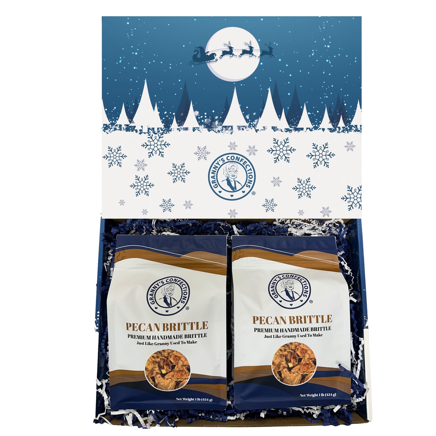 Christmas Holiday Gift Box Caramel Popcorn Peanut Popcorn Cashew Popcorn Pecan Popcorn Peanut Brittle Cashew Brittle Pecan Brittle Granny's Confections