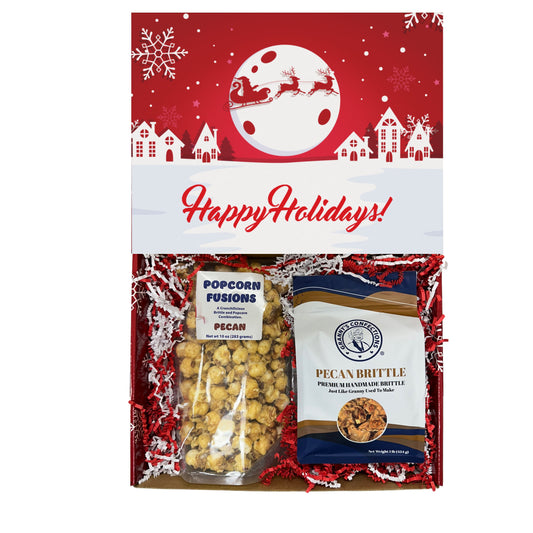 Christmas Holiday Gift Box Caramel Popcorn Peanut Popcorn Cashew Popcorn Pecan Popcorn Peanut Brittle Cashew Brittle Pecan Brittle Granny's Confections