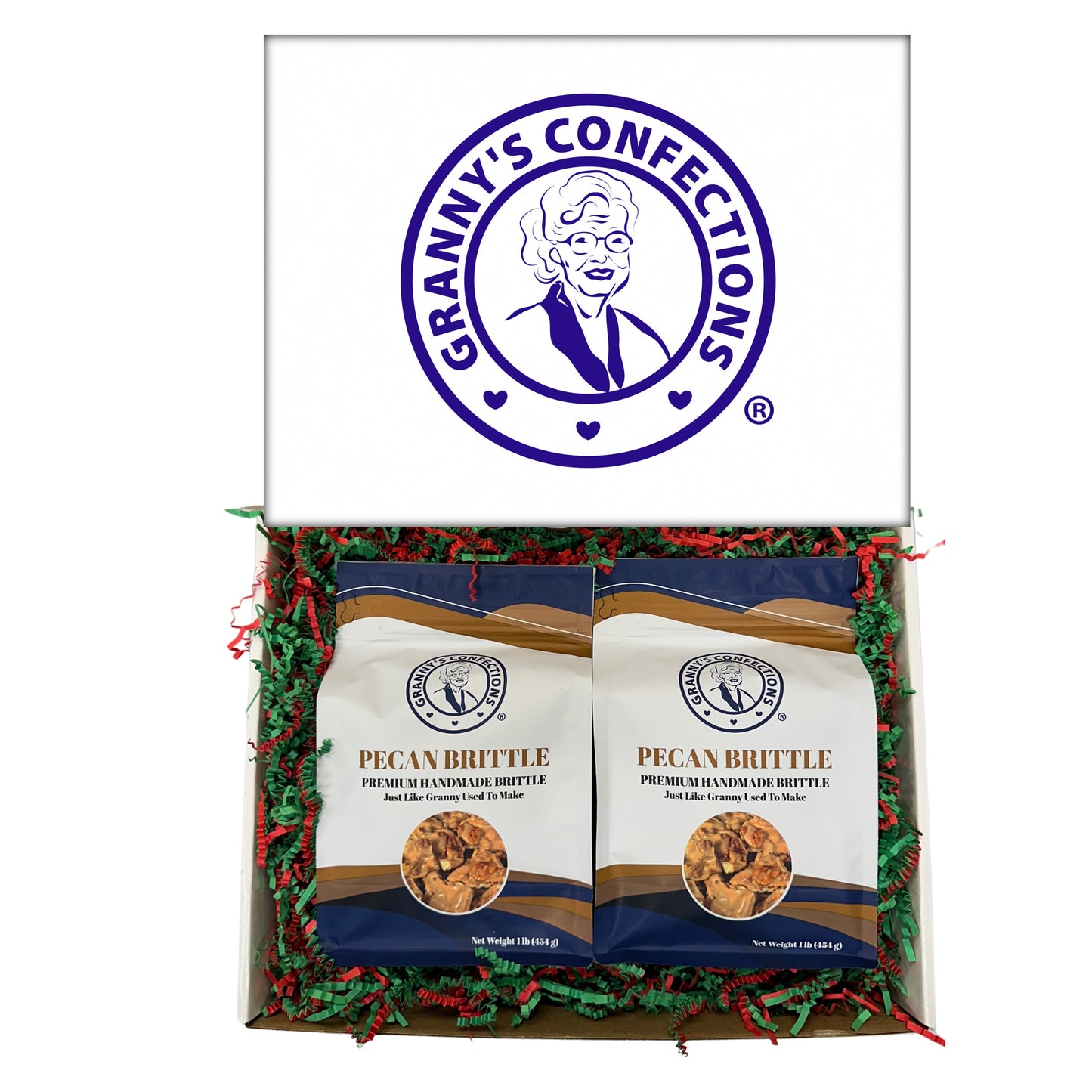 Christmas Holiday Gift Box Caramel Popcorn Peanut Popcorn Cashew Popcorn Pecan Popcorn Peanut Brittle Cashew Brittle Pecan Brittle Granny's Confections