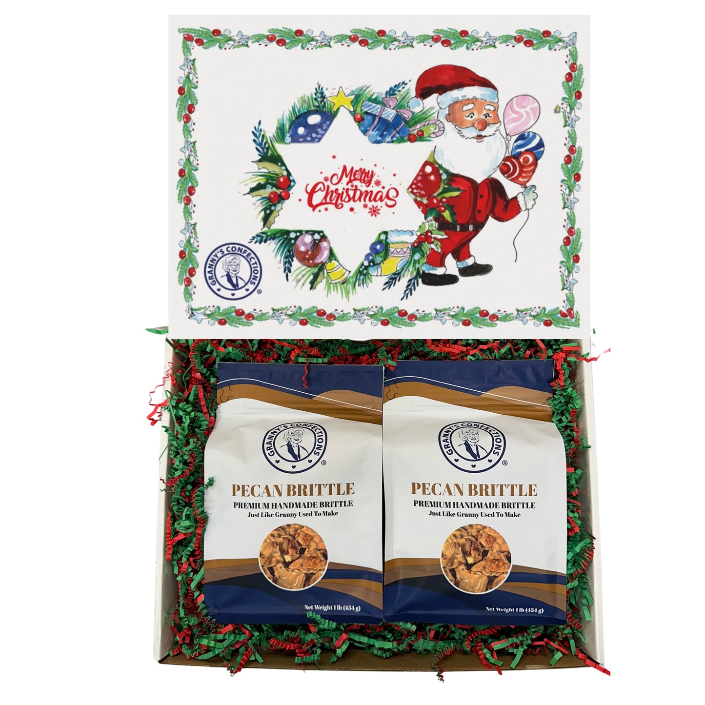 Christmas Holiday Gift Box Caramel Popcorn Peanut Popcorn Cashew Popcorn Pecan Popcorn Peanut Brittle Cashew Brittle Pecan Brittle Granny's Confections