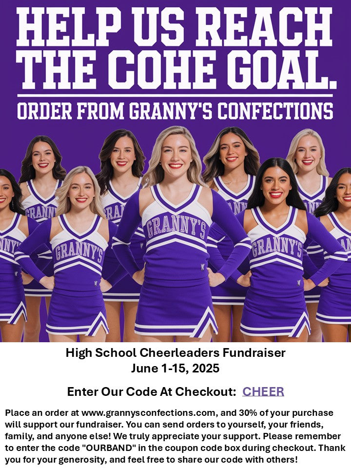 Granny's Confections Fundraising Flyer Cheerleaders
