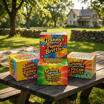 Granny's Confections Handmade Trio Peanut Brittle Cashew Brittle Pecan Brittle Jalapeno Brittle