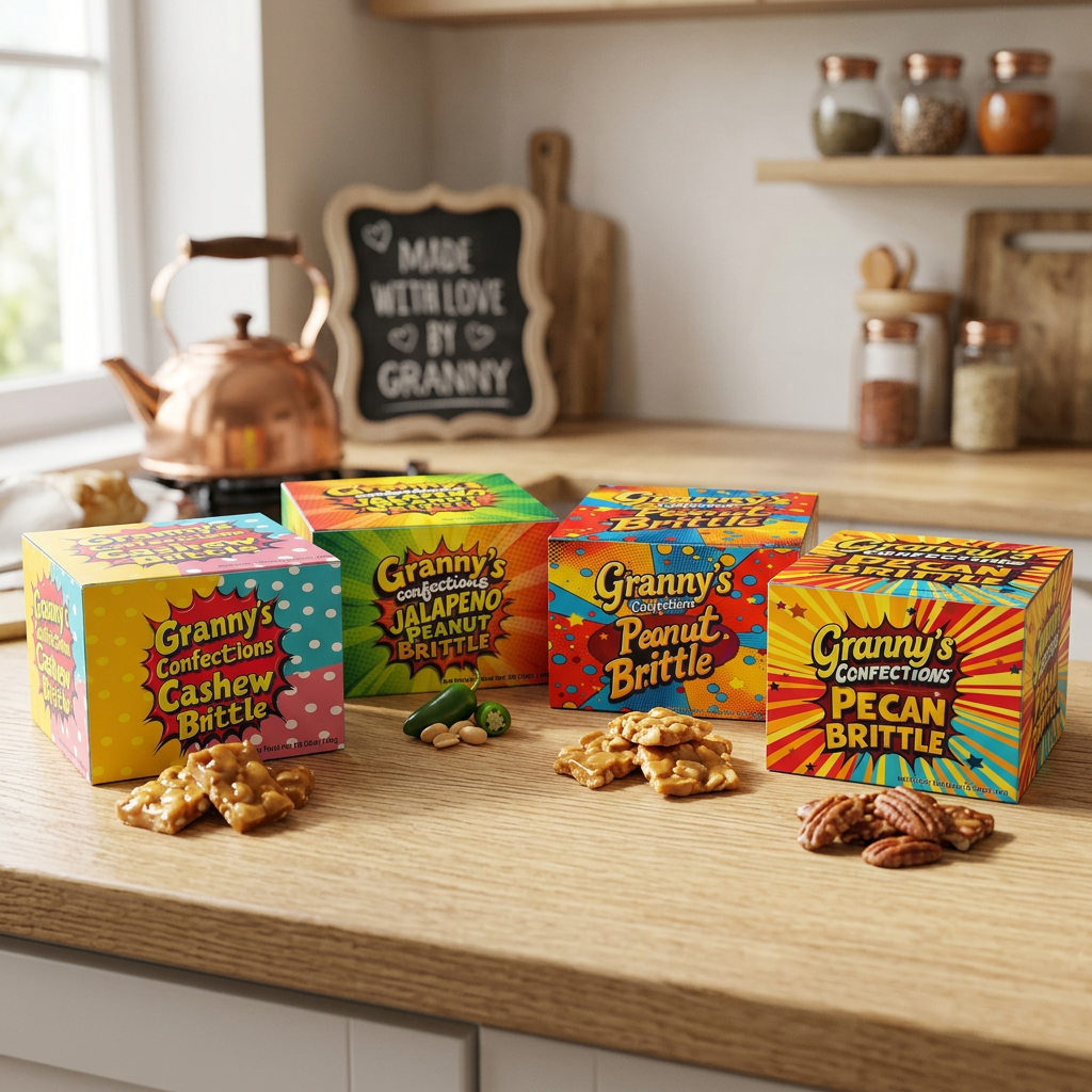 Granny's Confections Handmade Trio Peanut Brittle Cashew Brittle Pecan Brittle Jalapeno Brittle