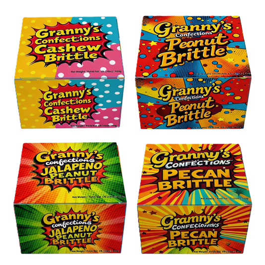 Granny's Confections Handmade Trio Peanut Brittle Cashew Brittle Pecan Brittle Jalapeno Brittle