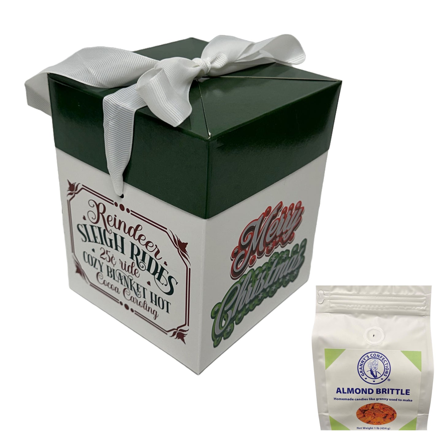 Merry Christmas Gift Box Granny’s Confections Almond Brittle