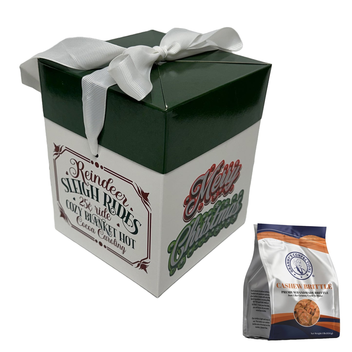 Merry Christmas Gift Box Granny’s Confections Cashew Brittle