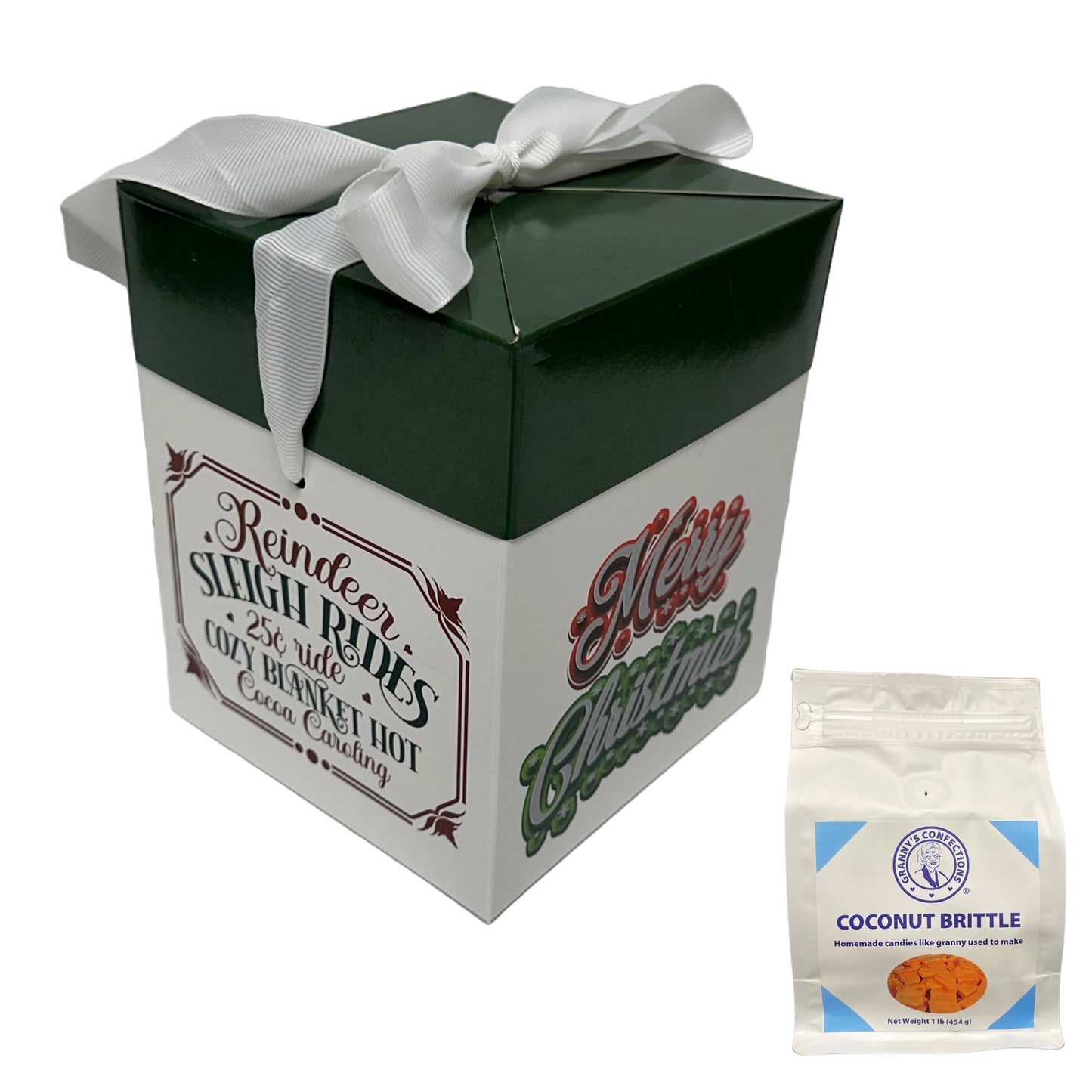 Merry Christmas Gift Box Granny’s Confections Coconut Brittle