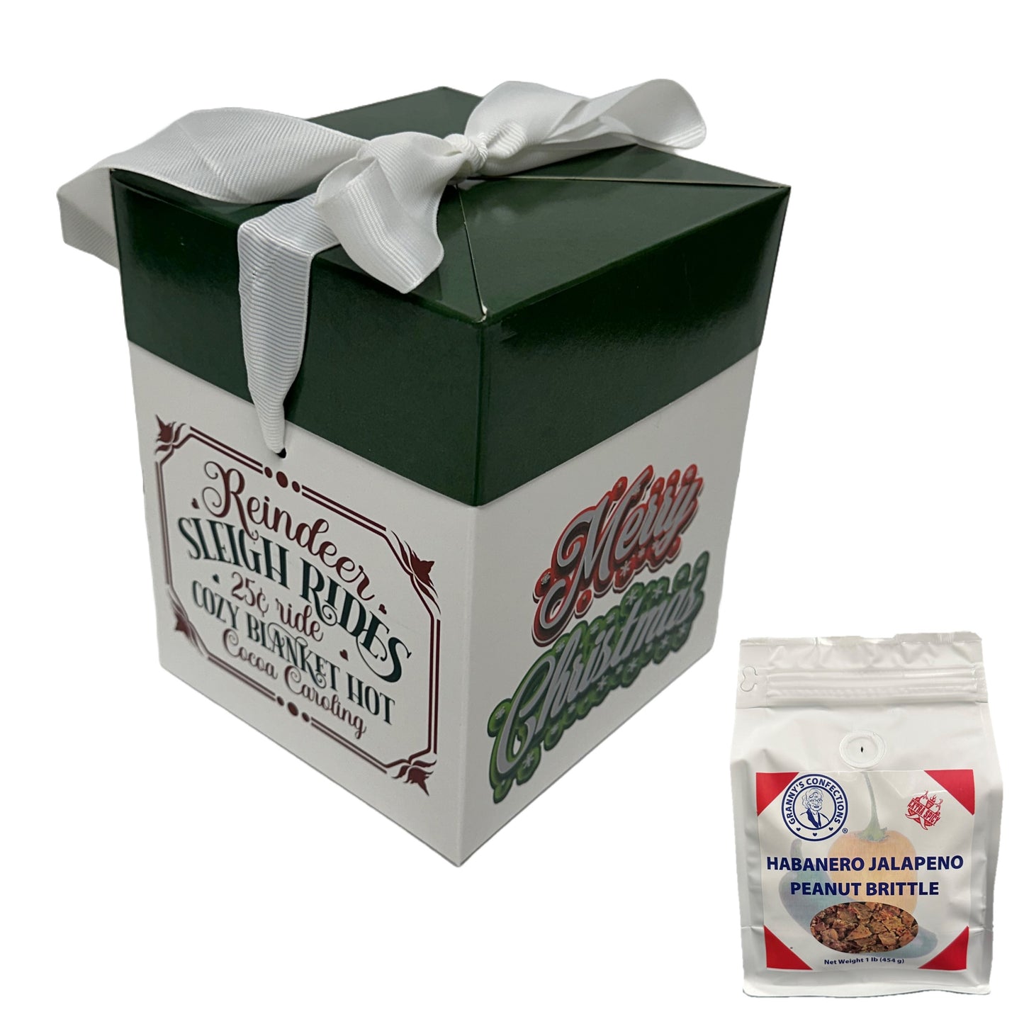 Merry Christmas Gift Box Granny’s Confections Habanero Jalapeno Peanut Brittle