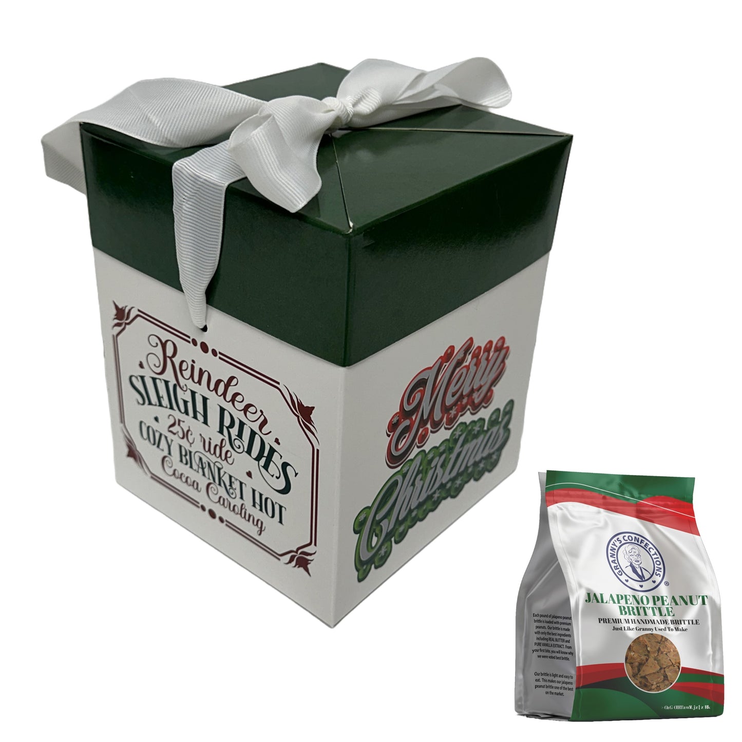 Merry Christmas Gift Box Granny’s Confections Jalapeno Peanut Brittle