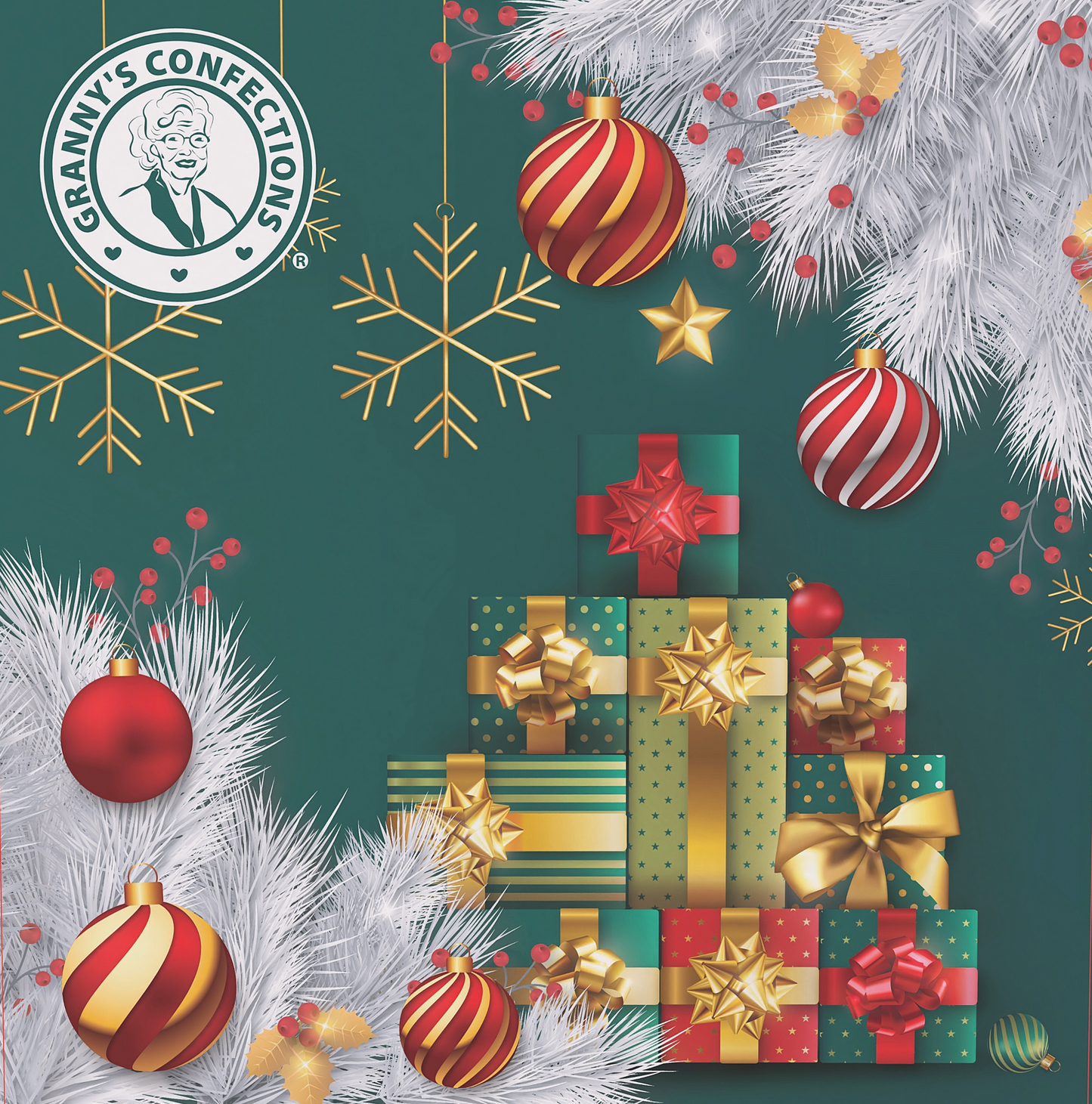 Christmas Holiday Gift Box Granny's Confections Peanut Brittle Cashew Brittle Pecan Brittle