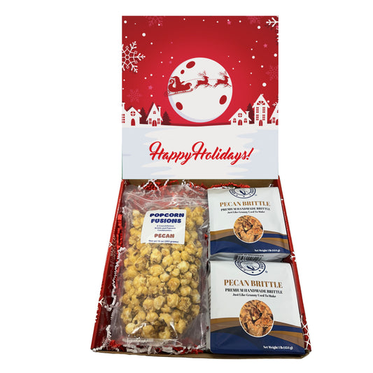 Christmas Holiday Gift Box Caramel Popcorn Peanut Popcorn Cashew Popcorn Pecan Popcorn Peanut Brittle Cashew Brittle Pecan Brittle Granny's Confections