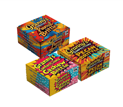 Peanut Brittle, Cashew Brittle, Pecan Brittle - Trio Combo (1 Pound Bags)