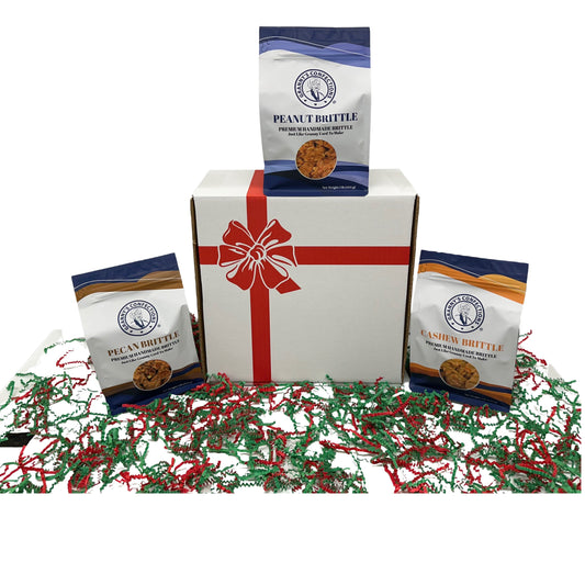 Christmas Holiday Gift Box Caramel Popcorn Peanut Popcorn Cashew Popcorn Pecan Popcorn Peanut Brittle Cashew Brittle Pecan Brittle Granny's Confections