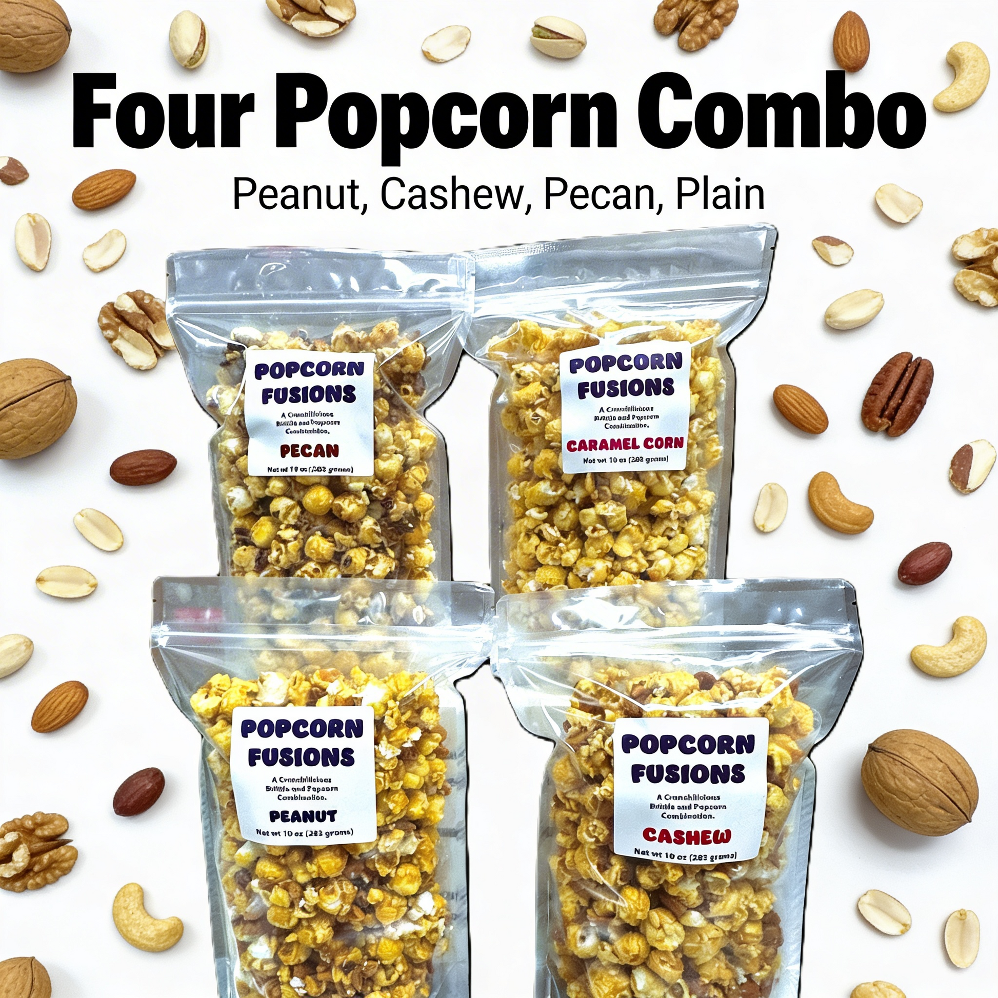 Caramel Popcorn Combo Peanut Pecan Cashew Caramel