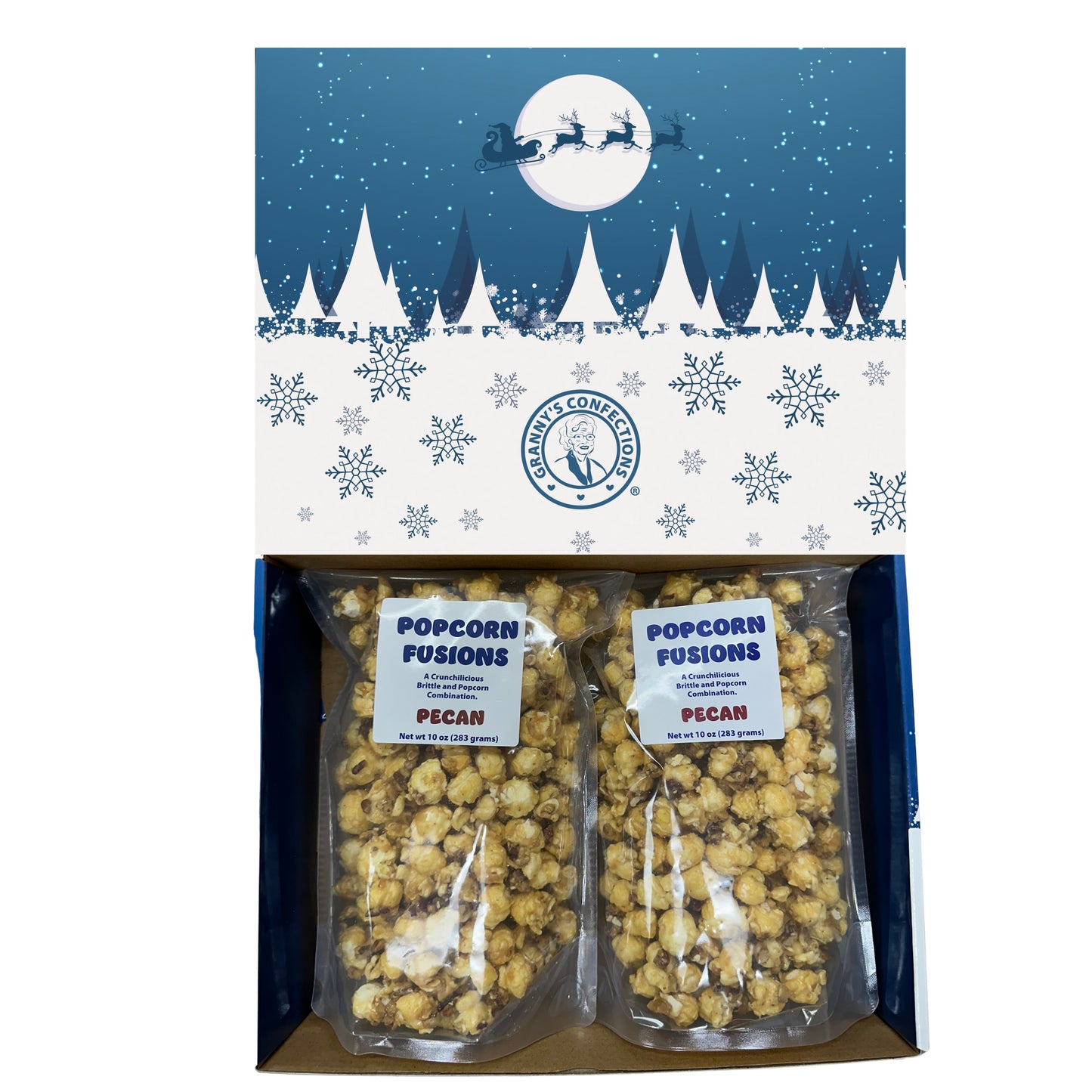 Christmas Holiday Gift Box Caramel Popcorn Peanut Popcorn Cashew Popcorn Pecan Popcorn Granny's Confections