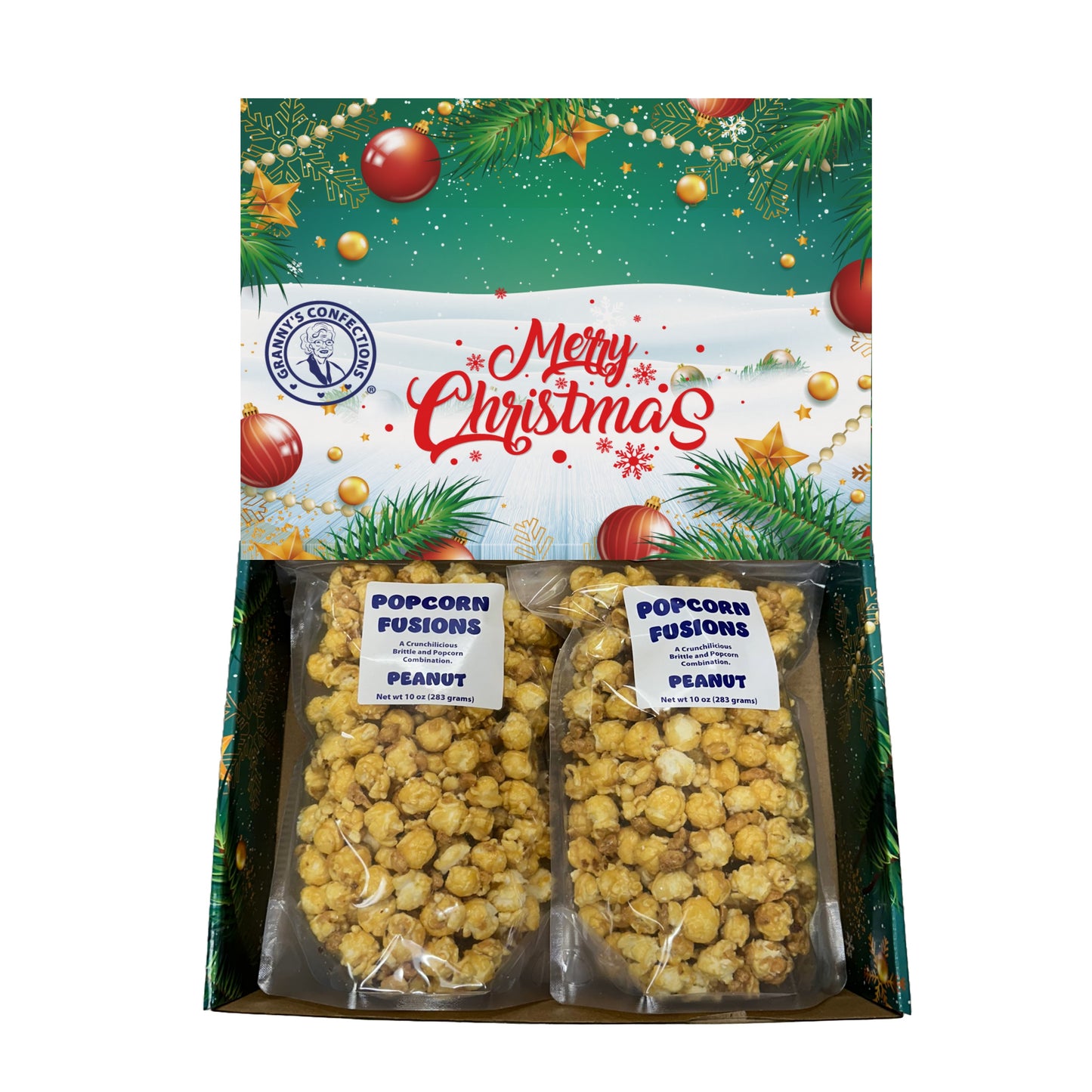 Christmas Holiday Gift Box Caramel Popcorn Peanut Popcorn Cashew Popcorn Pecan Popcorn Granny's Confections
