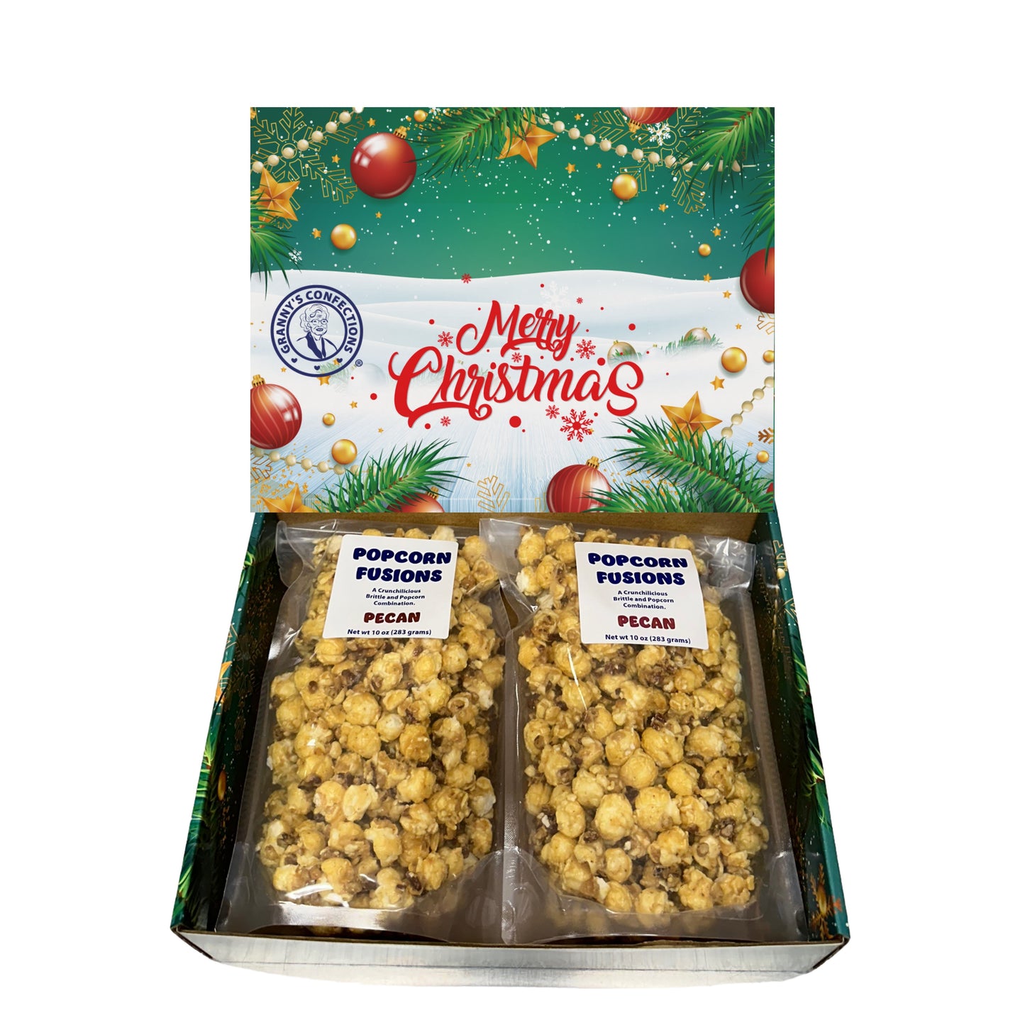 Christmas Holiday Gift Box Caramel Popcorn Peanut Popcorn Cashew Popcorn Pecan Popcorn Granny's Confections