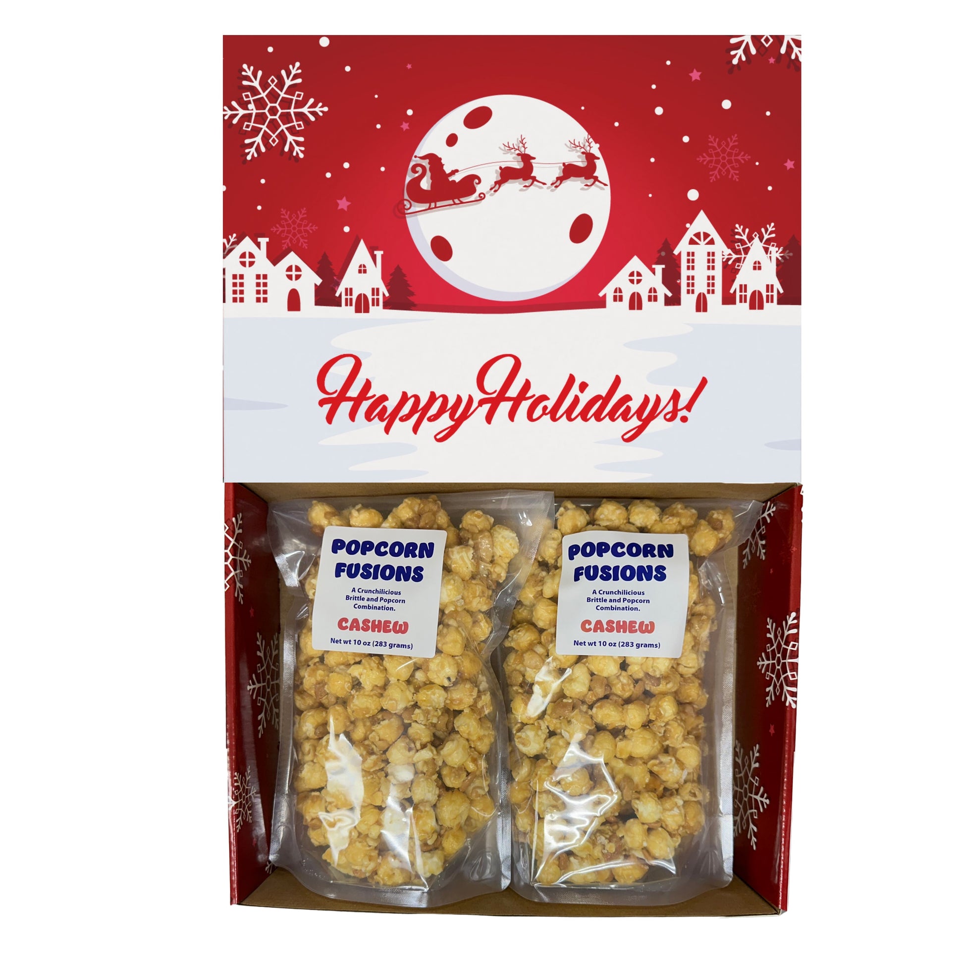 Christmas Holiday Gift Box Caramel Popcorn Peanut Popcorn Cashew Popcorn Pecan Popcorn Granny's Confections