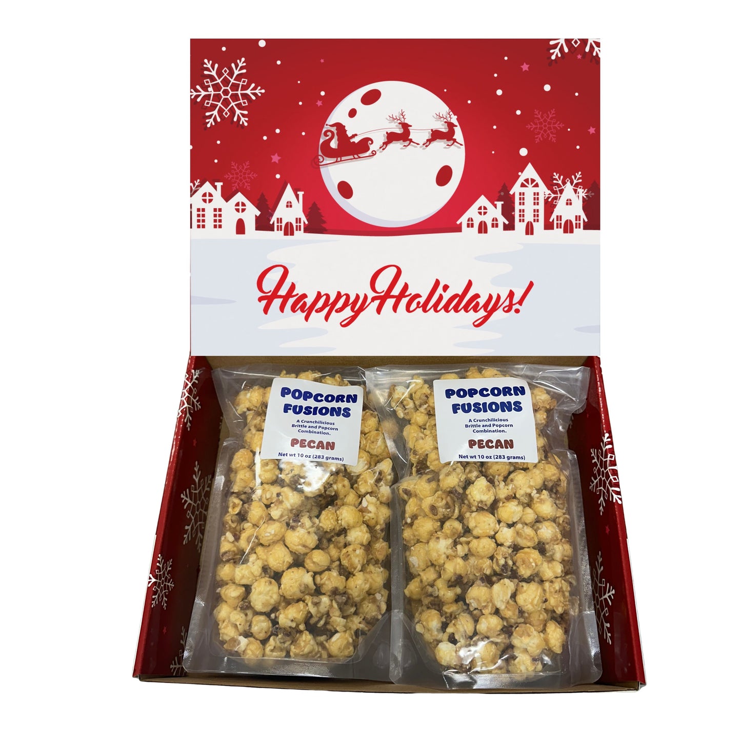 Christmas Holiday Gift Box Caramel Popcorn Peanut Popcorn Cashew Popcorn Pecan Popcorn Peanut Brittle Cashew Brittle Pecan Brittle Granny's Confections