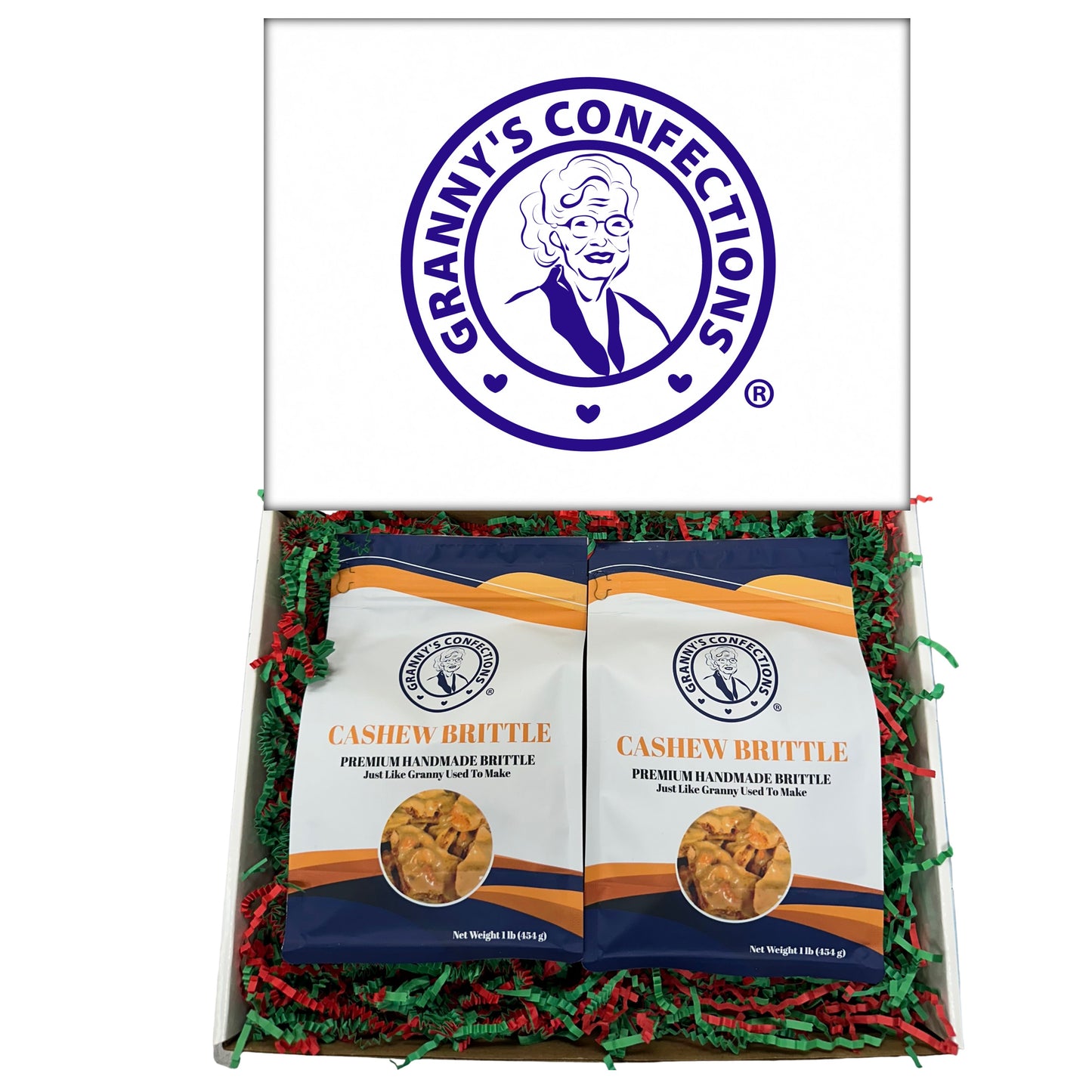 Christmas Holiday Gift Box Caramel Popcorn Peanut Popcorn Cashew Popcorn Pecan Popcorn Peanut Brittle Cashew Brittle Pecan Brittle Granny's Confections