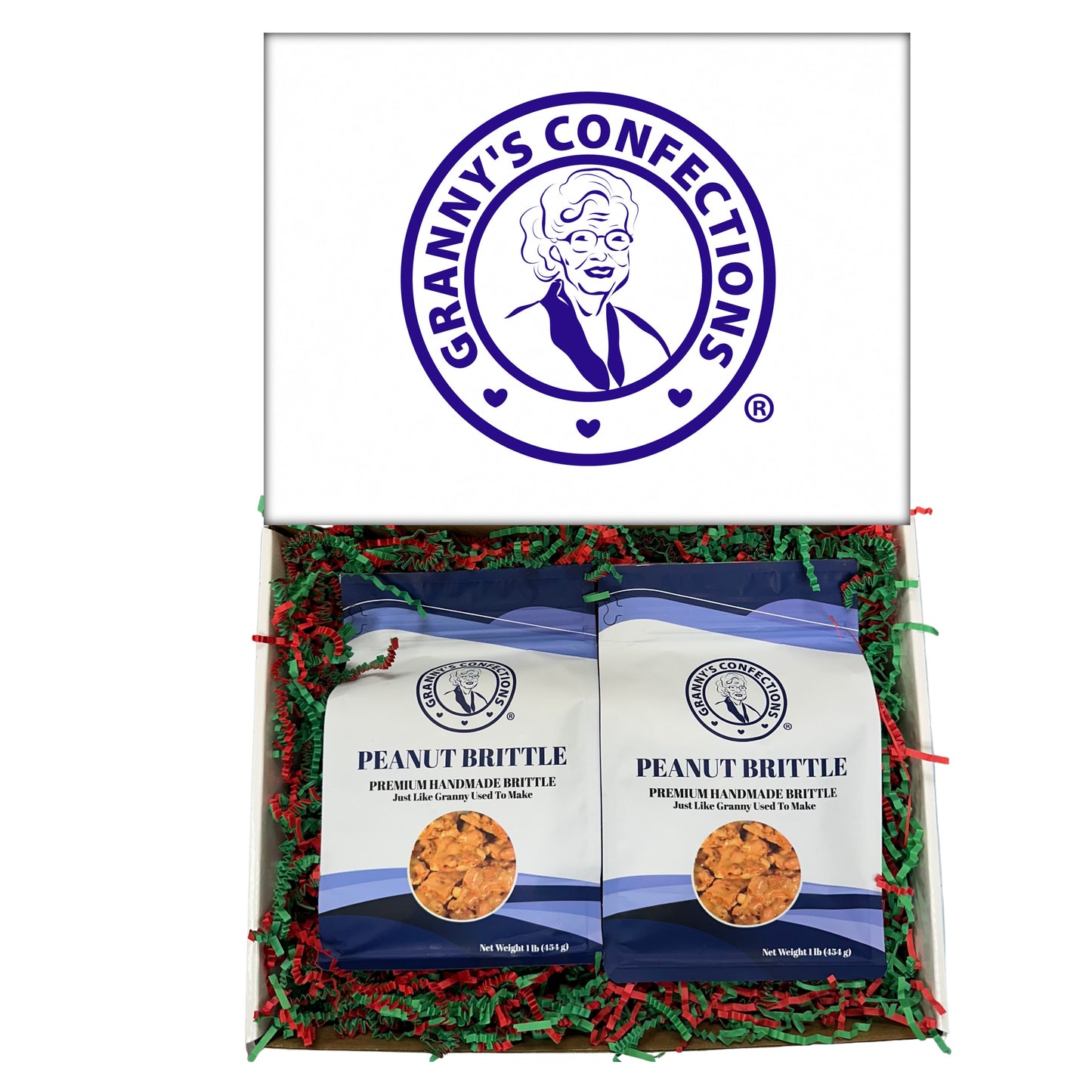 Christmas Holiday Gift Box Caramel Popcorn Peanut Popcorn Cashew Popcorn Pecan Popcorn Peanut Brittle Cashew Brittle Pecan Brittle Granny's Confections