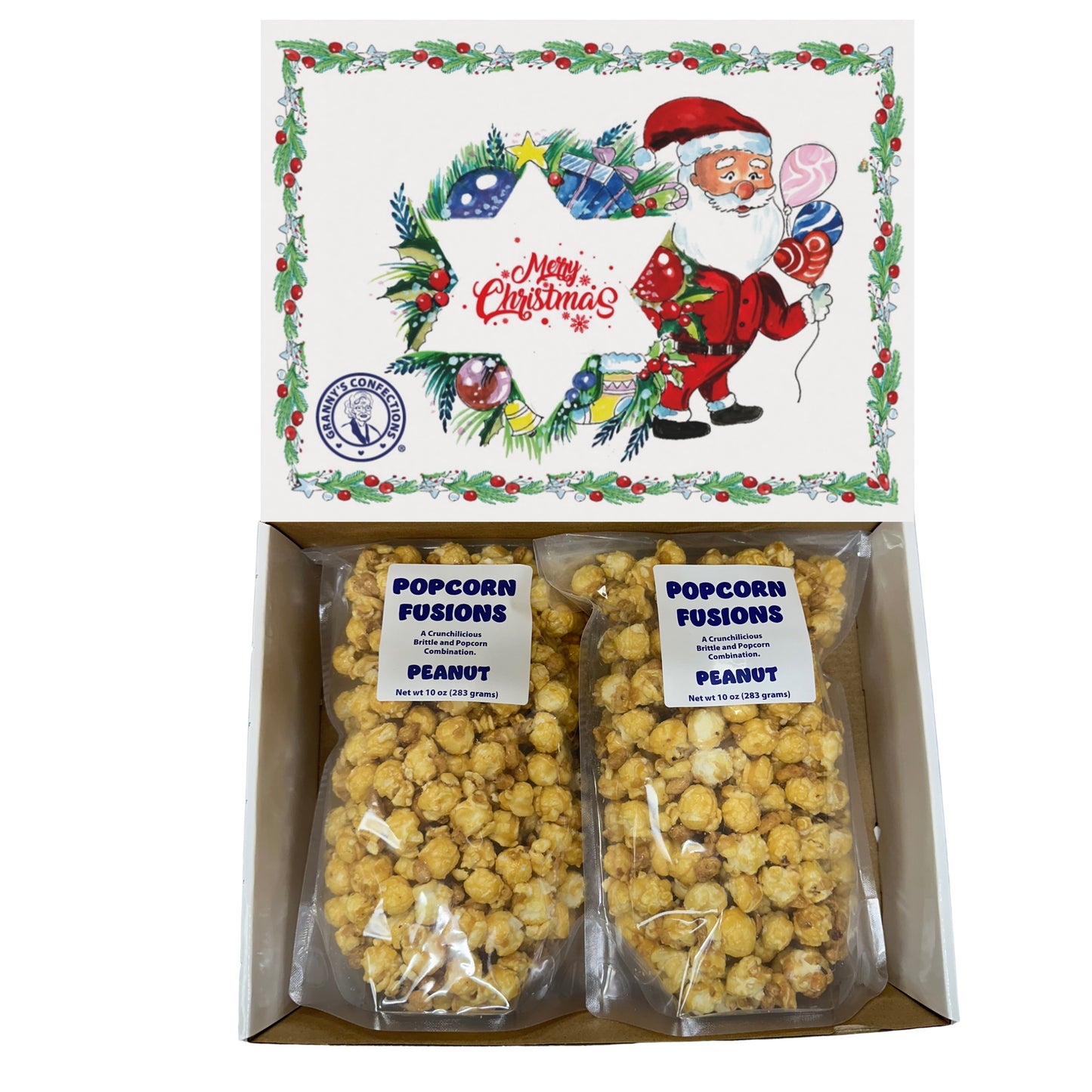 Christmas Holiday Gift Box Caramel Popcorn Peanut Popcorn Cashew Popcorn Pecan Popcorn Granny's Confections