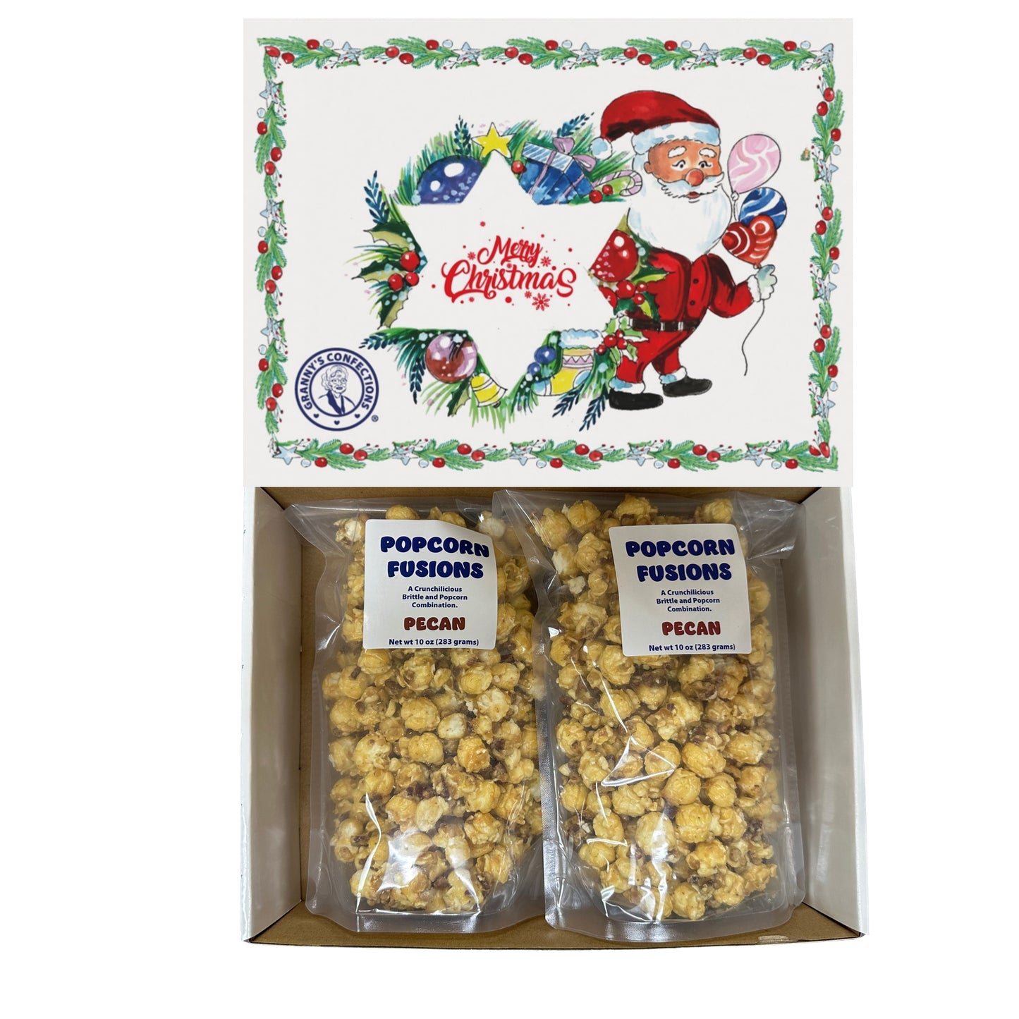 Christmas Holiday Gift Box Caramel Popcorn Peanut Popcorn Cashew Popcorn Pecan Popcorn Granny's Confections