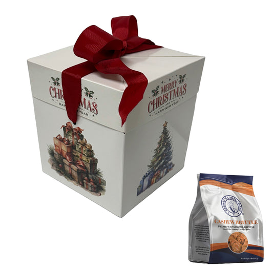 Granny’s Confections Nostalgic White Gift Box With 2 Pounds of Brittle - Perfect Christmas Gift Cashew Brittle