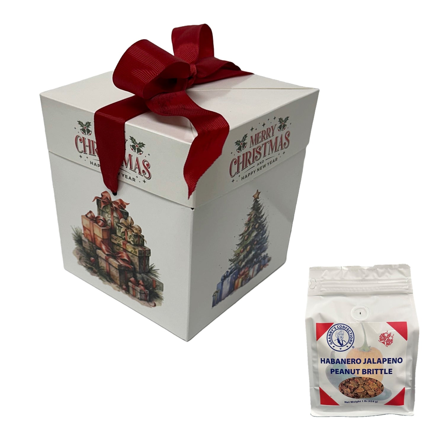 Granny’s Confections Nostalgic White Gift Box With 2 Pounds of Brittle - Perfect Christmas Gift Habanero Jalapeno Brittle