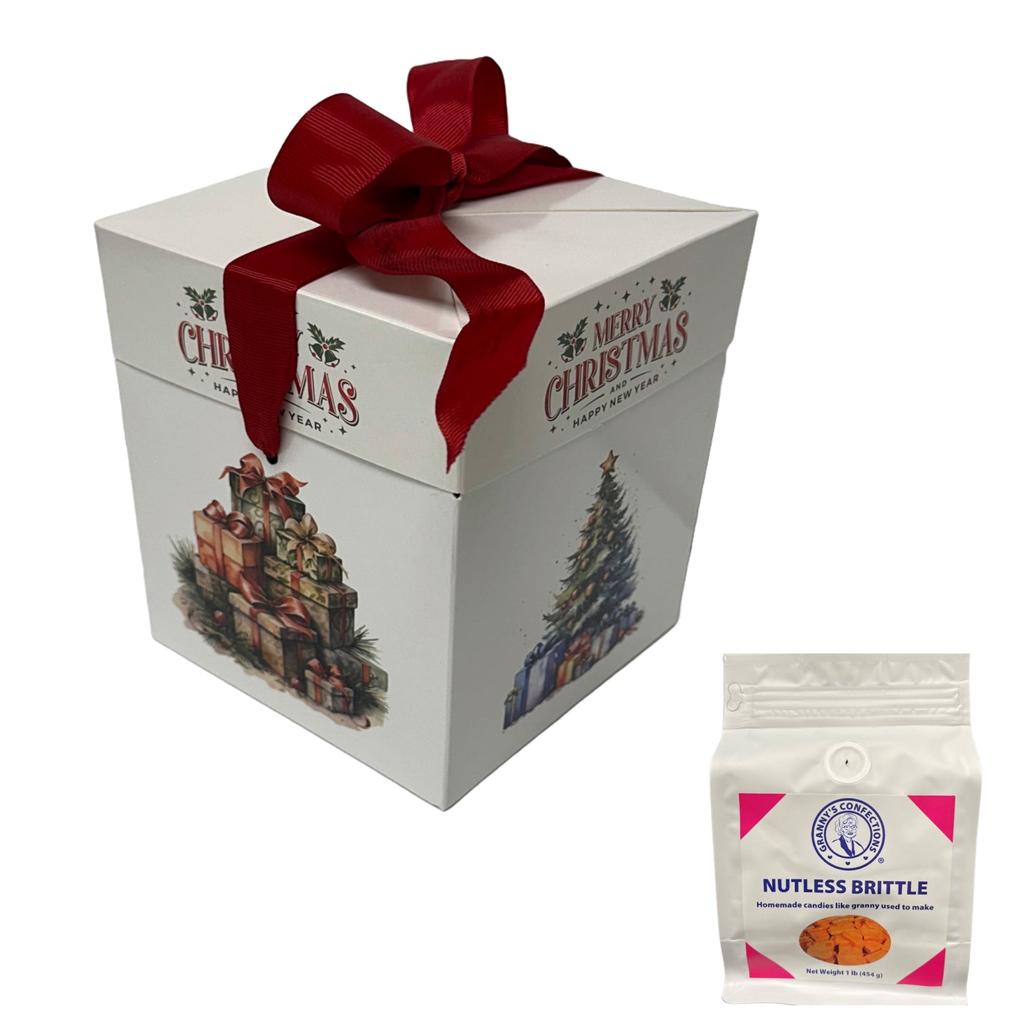 Granny’s Confections Nostalgic White Gift Box With 2 Pounds of Brittle - Perfect Christmas Gift Nutless Brittle