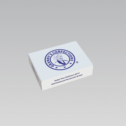 12x9 White Logo Box with Blue & White Shredded Paper